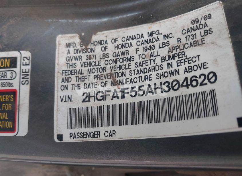 Photo 9 of 2010 Honda Civic LX (VIN 2HGFA1F55AH304620)