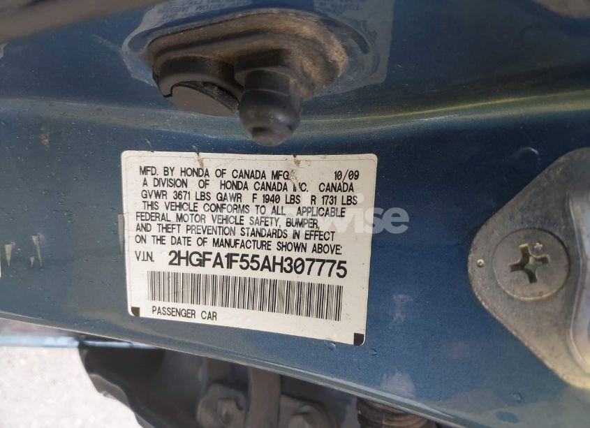 Photo 9 of 2010 Honda Civic LX (VIN 2HGFA1F55AH307775)