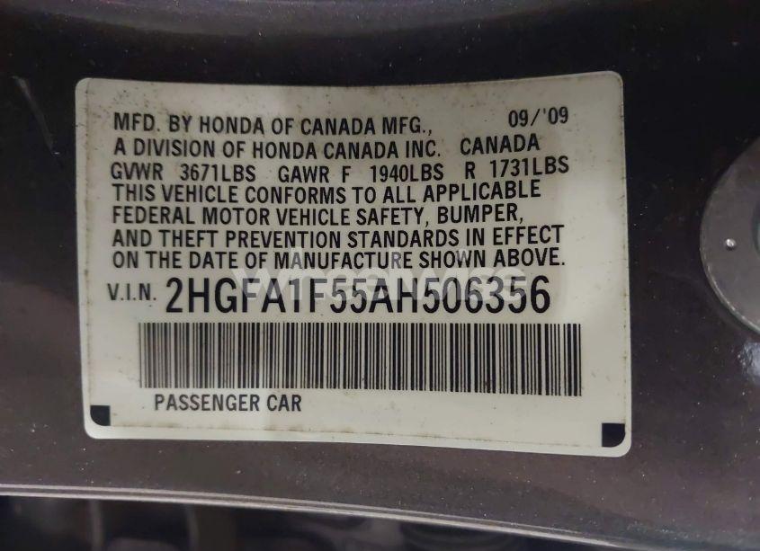 Photo 9 of 2010 Honda Civic LX (VIN 2HGFA1F55AH506356)