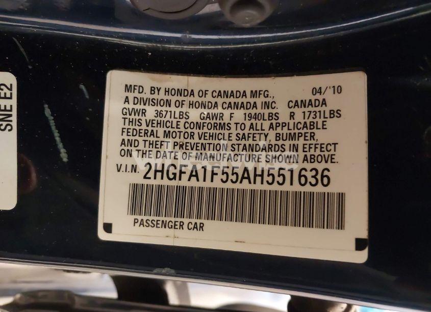 Photo 9 of 2010 Honda Civic LX (VIN 2HGFA1F55AH551636)