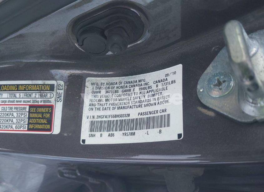 Photo 9 of 2011 Honda Civic LX (VIN 2HGFA1F55BH503328)