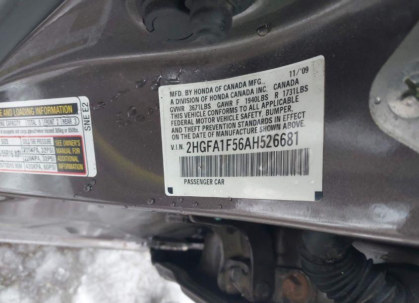 Photo 9 of 2010 Honda Civic LX (VIN 2HGFA1F56AH526681)