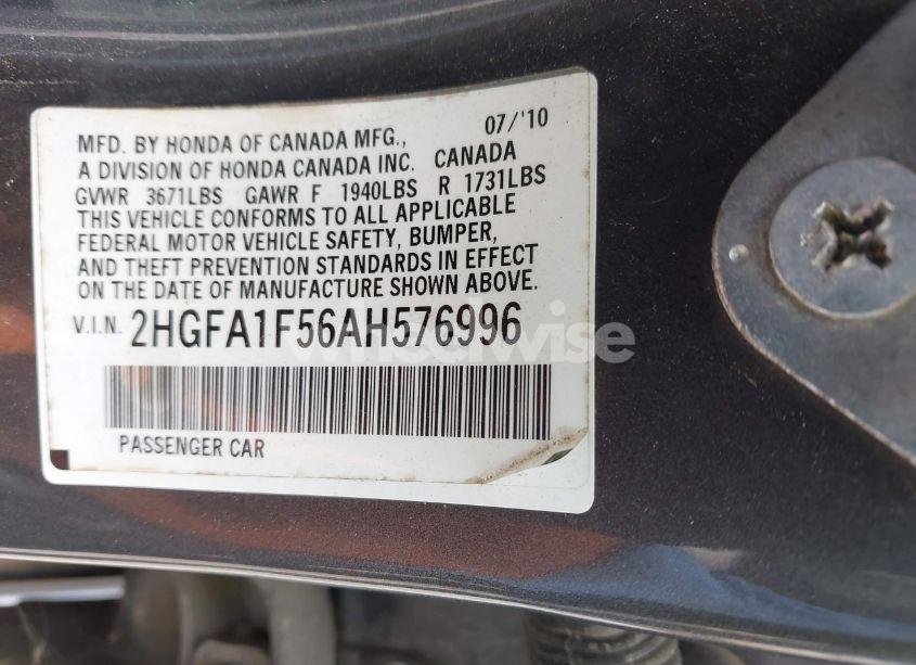 Photo 9 of 2010 Honda Civic LX (VIN 2HGFA1F56AH576996)