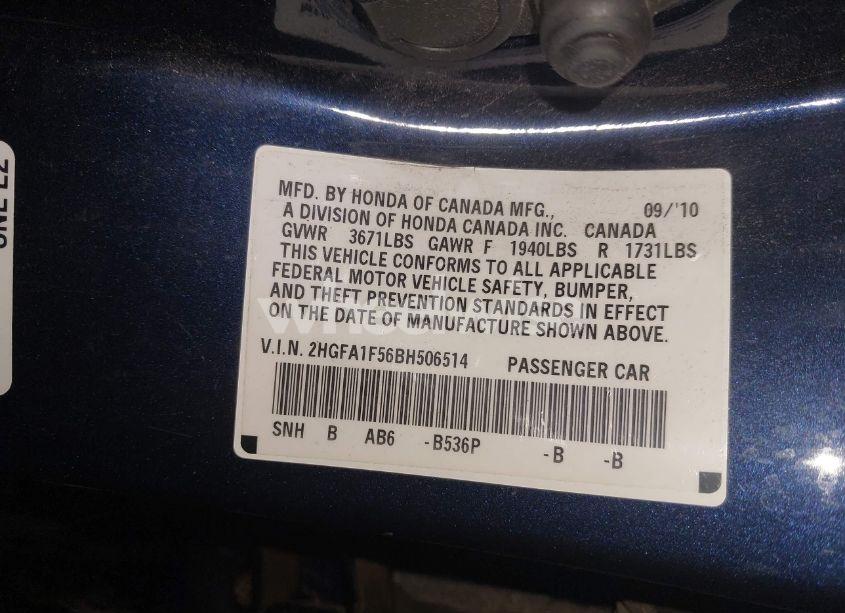 Photo 9 of 2011 Honda Civic LX (VIN 2HGFA1F56BH506514)