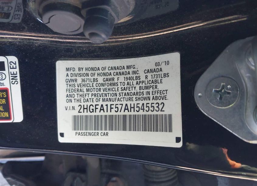 Photo 9 of 2010 Honda Civic LX (VIN 2HGFA1F57AH545532)