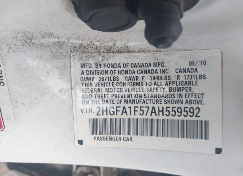 Photo 9 of 2010 Honda Civic LX (VIN 2HGFA1F57AH559592)