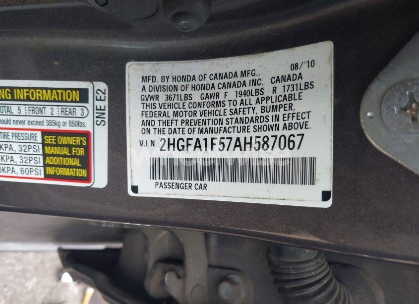 Photo 9 of 2010 Honda Civic LX (VIN 2HGFA1F57AH587067)