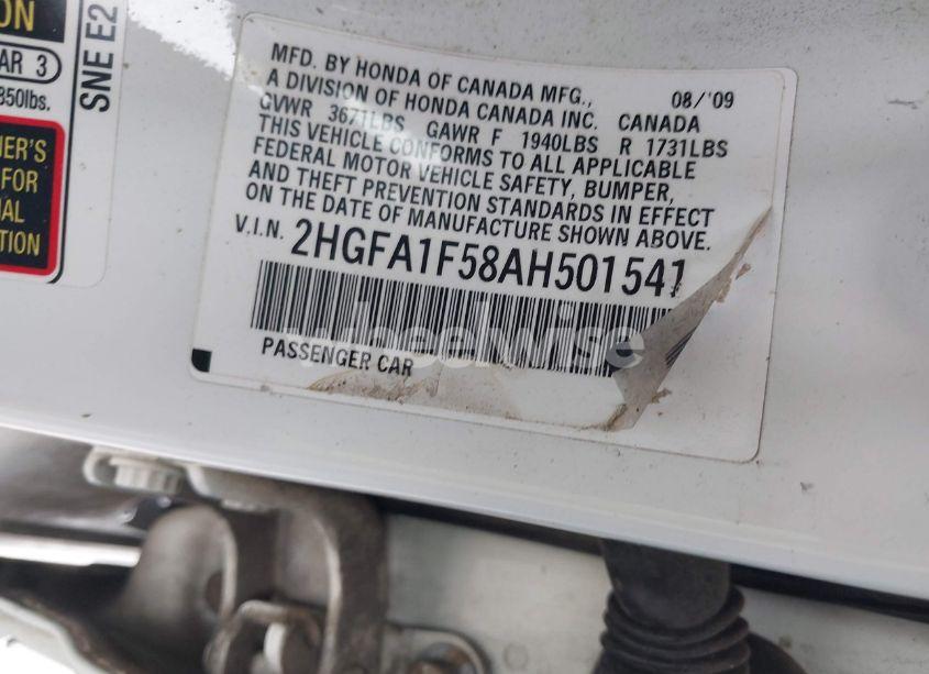 Photo 9 of 2010 Honda Civic LX (VIN 2HGFA1F58AH501541)