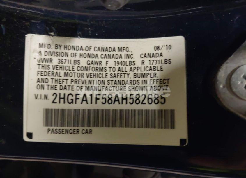 Photo 9 of 2010 Honda Civic LX (VIN 2HGFA1F58AH582685)