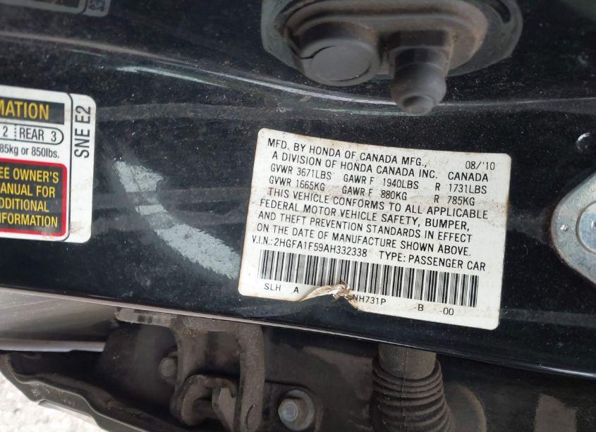 Photo 9 of 2010 Honda Civic LX (VIN 2HGFA1F59AH332338)