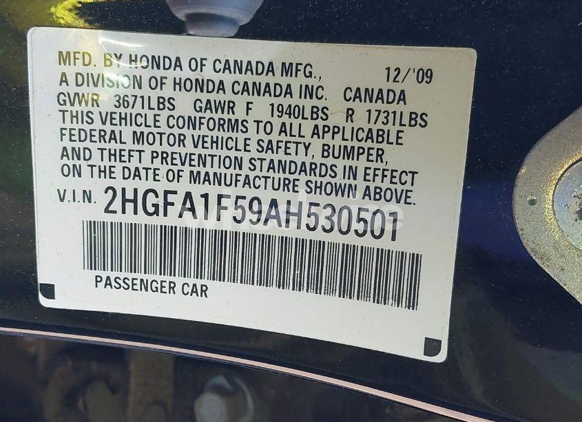 Photo 9 of 2010 Honda Civic LX (VIN 2HGFA1F59AH530501)