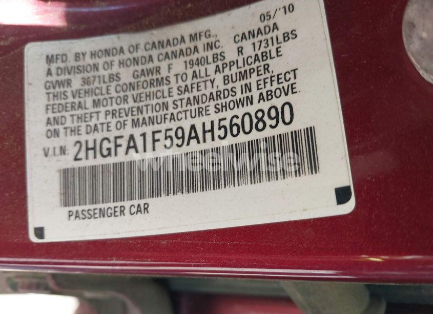 Photo 9 of 2010 Honda Civic LX (VIN 2HGFA1F59AH560890)