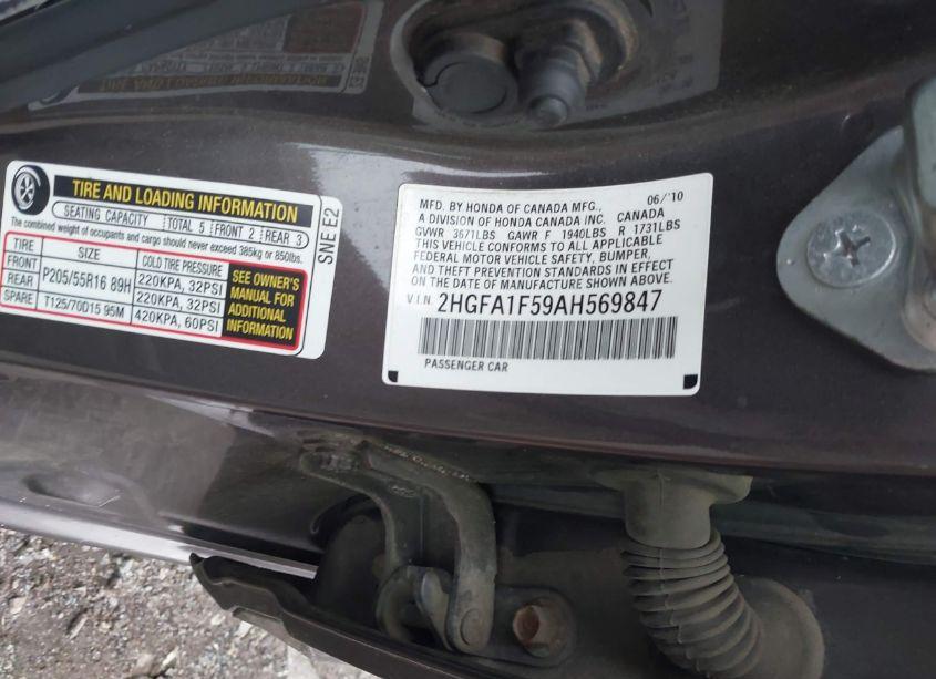 Photo 9 of 2010 Honda Civic LX (VIN 2HGFA1F59AH569847)