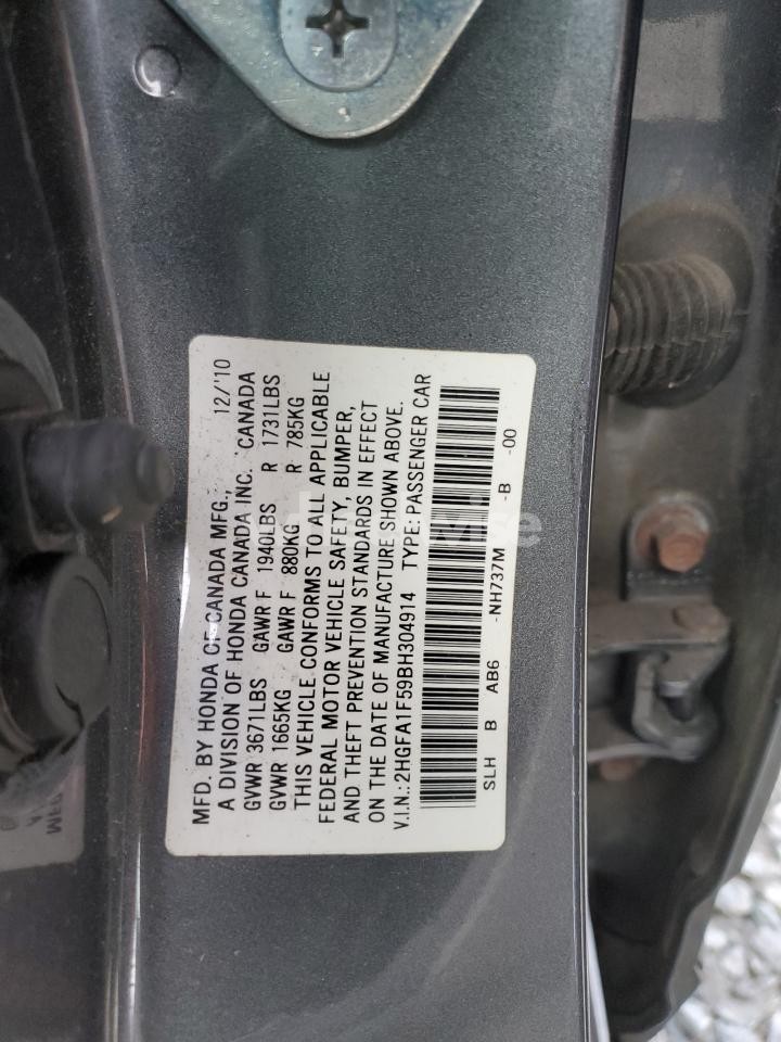 Photo 13 of 2011 HONDA CIVIC LX (VIN 2HGFA1F59BH304914)