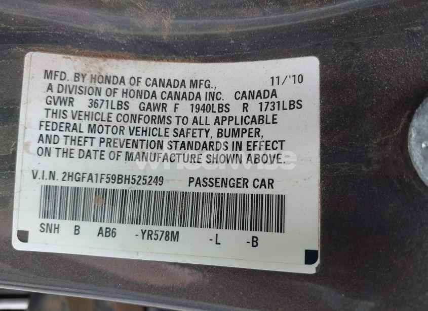 Photo 9 of 2011 Honda Civic LX (VIN 2HGFA1F59BH525249)