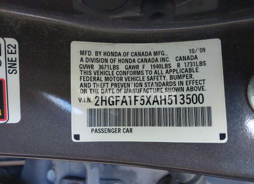 Photo 9 of 2010 Honda Civic LX (VIN 2HGFA1F5XAH513500)