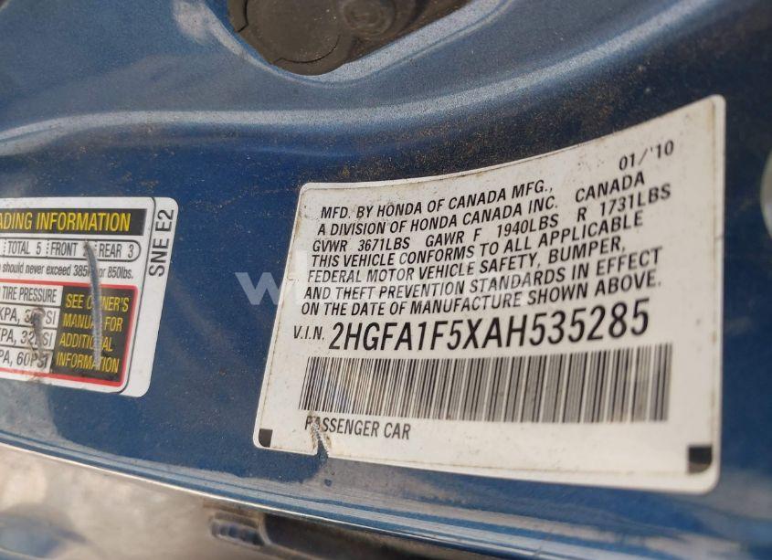 Photo 9 of 2010 Honda Civic LX (VIN 2HGFA1F5XAH535285)