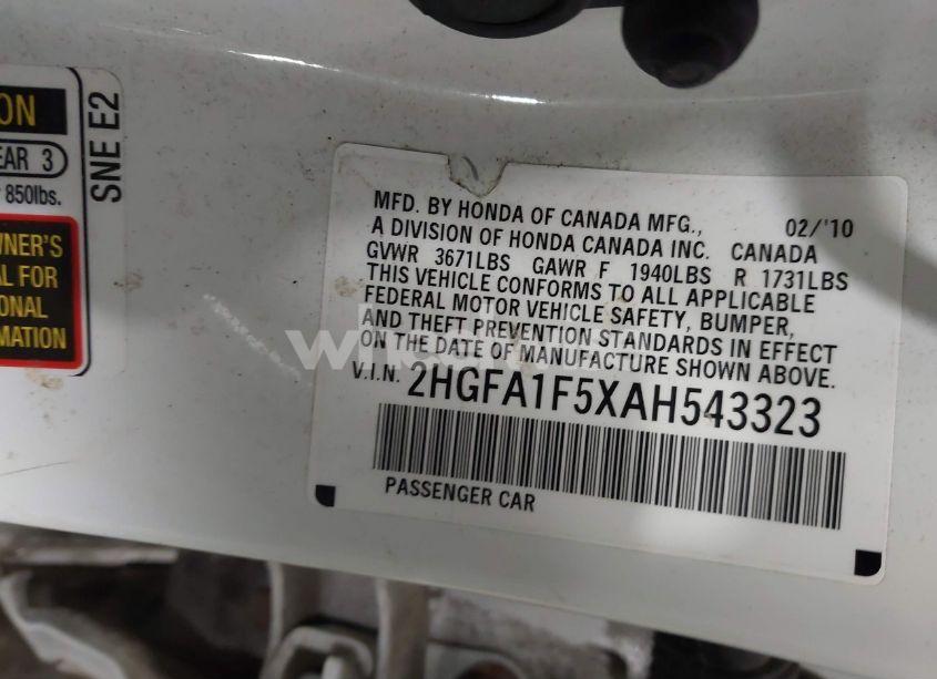 Photo 9 of 2010 Honda Civic LX (VIN 2HGFA1F5XAH543323)