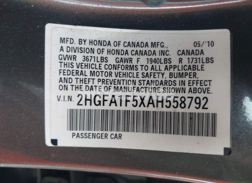 Photo 9 of 2010 Honda Civic LX (VIN 2HGFA1F5XAH558792)