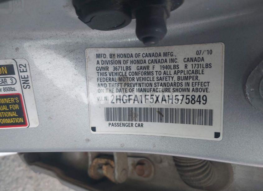 Photo 9 of 2010 Honda Civic LX (VIN 2HGFA1F5XAH575849)