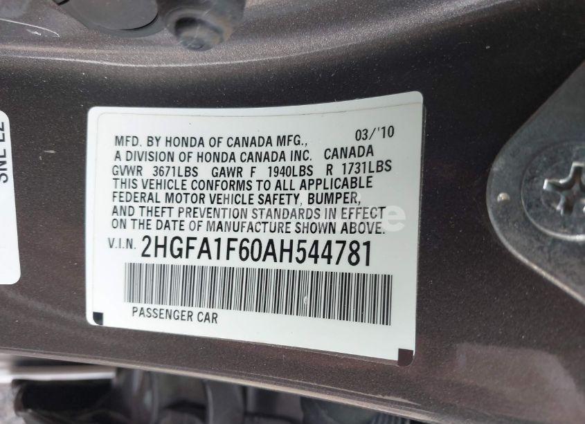 Photo 9 of 2010 Honda Civic LX-S (VIN 2HGFA1F60AH544781)