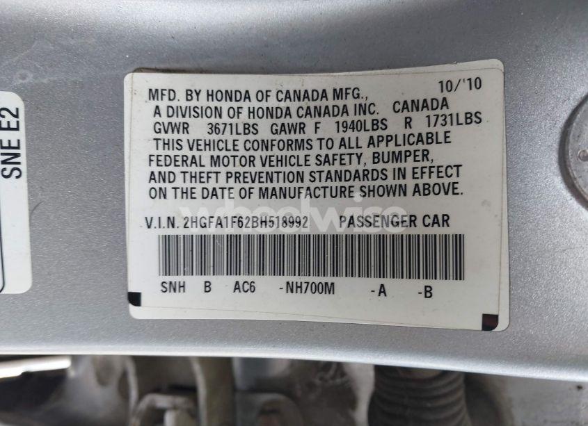 Photo 9 of 2011 Honda Civic LX-S (VIN 2HGFA1F62BH518992)