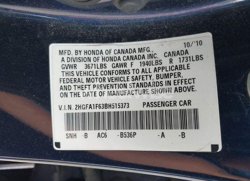 Photo 9 of 2011 Honda Civic LX-S (VIN 2HGFA1F63BH515373)