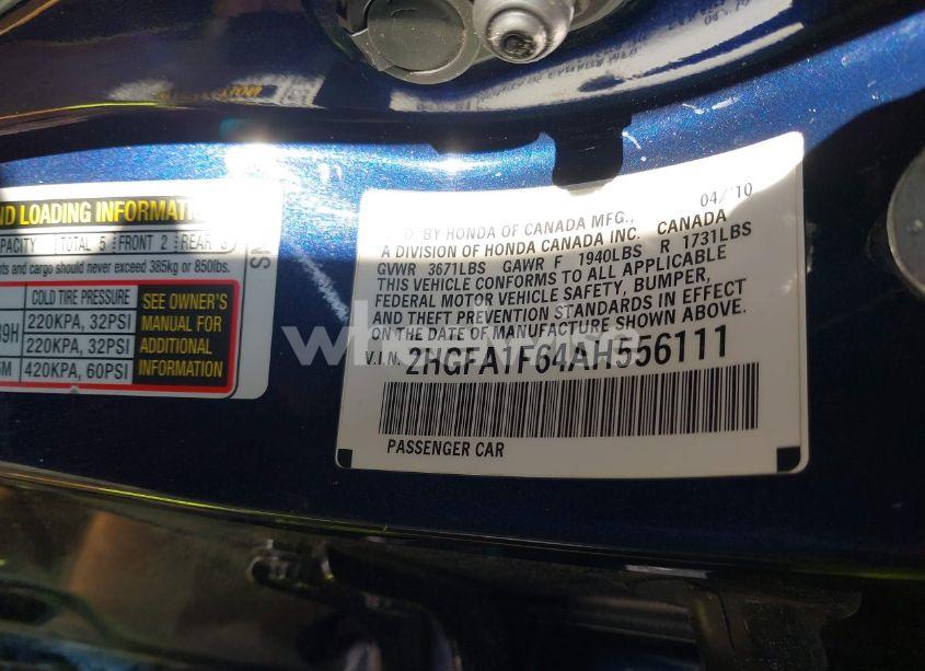 Photo 9 of 2010 Honda Civic LX-S (VIN 2HGFA1F64AH556111)