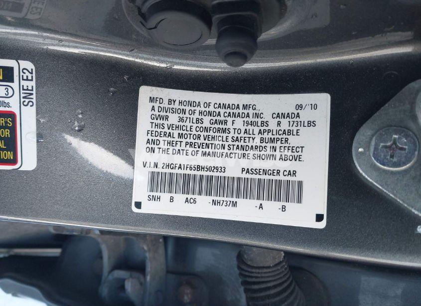 Photo 9 of 2011 Honda Civic LX-S (VIN 2HGFA1F65BH502933)