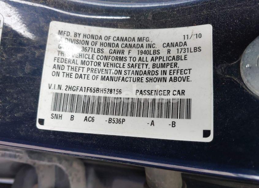 Photo 9 of 2011 Honda Civic LX-S (VIN 2HGFA1F65BH528156)