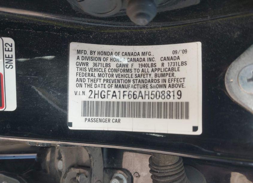 Photo 9 of 2010 Honda Civic LX-S (VIN 2HGFA1F66AH508819)