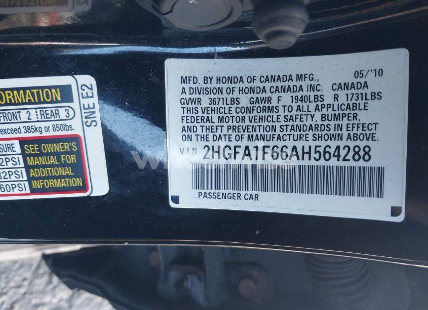 Photo 9 of 2010 Honda Civic LX-S (VIN 2HGFA1F66AH564288)