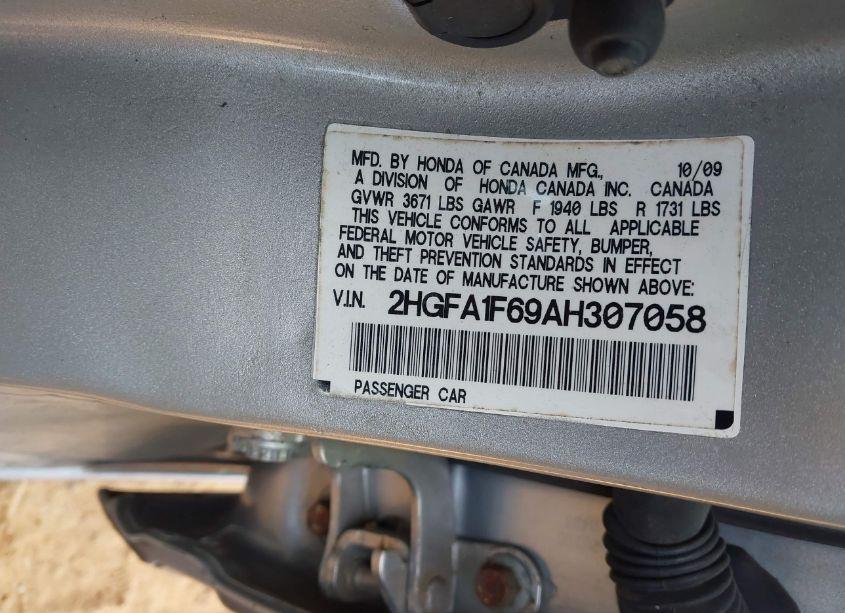 Photo 9 of 2010 Honda Civic LX-S (VIN 2HGFA1F69AH307058)