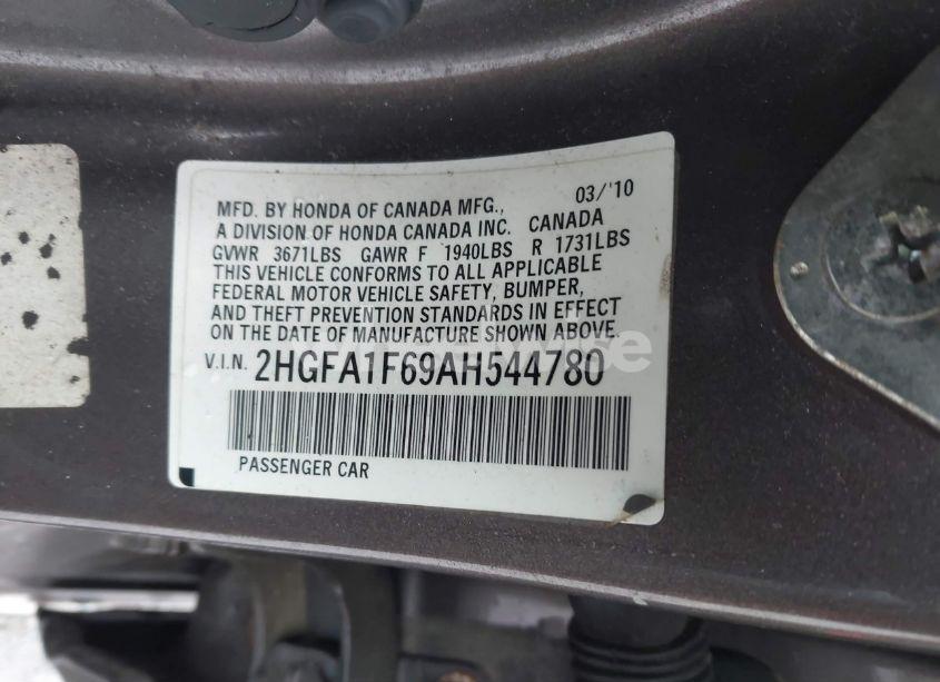 Photo 9 of 2010 Honda Civic LX-S (VIN 2HGFA1F69AH544780)