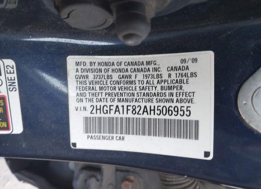 Photo 9 of 2010 Honda Civic EX (VIN 2HGFA1F82AH506955)