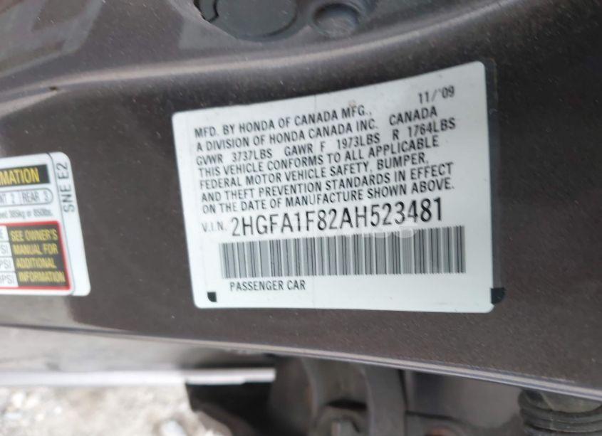 Photo 9 of 2010 Honda Civic EX (VIN 2HGFA1F82AH523481)