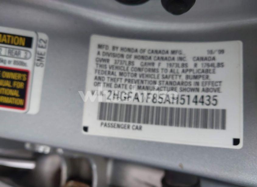 Photo 9 of 2010 Honda Civic EX (VIN 2HGFA1F85AH514435)