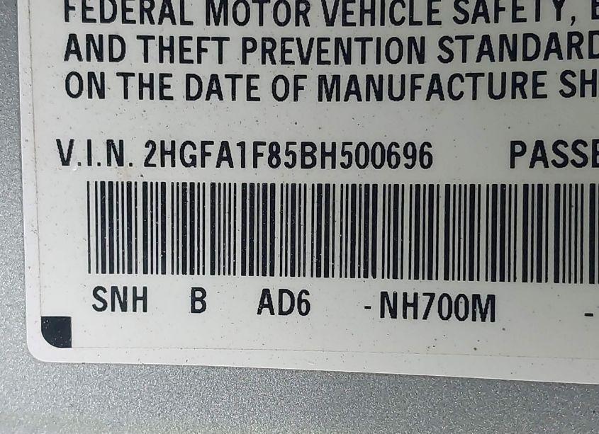 Photo 9 of 2011 Honda Civic EX (VIN 2HGFA1F85BH500696)