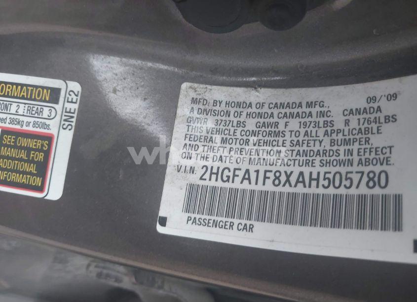 Photo 9 of 2010 Honda Civic EX (VIN 2HGFA1F8XAH505780)