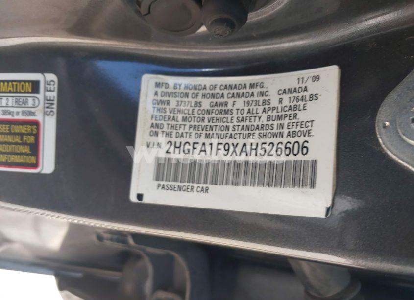 Photo 9 of 2010 Honda Civic EX-L (VIN 2HGFA1F9XAH526606)