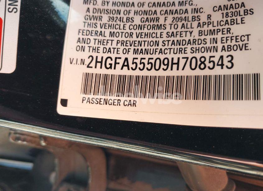 Photo 9 of 2009 Honda Civic SI (VIN 2HGFA55509H708543)