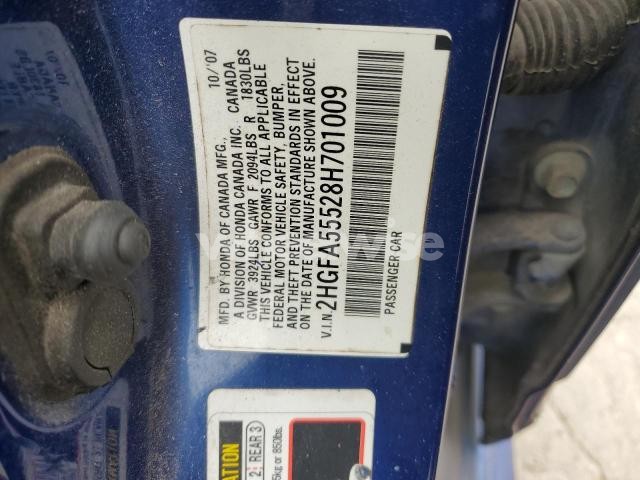 Photo 2 of 2008 HONDA CIVIC SI (VIN 2HGFA55528H701009)