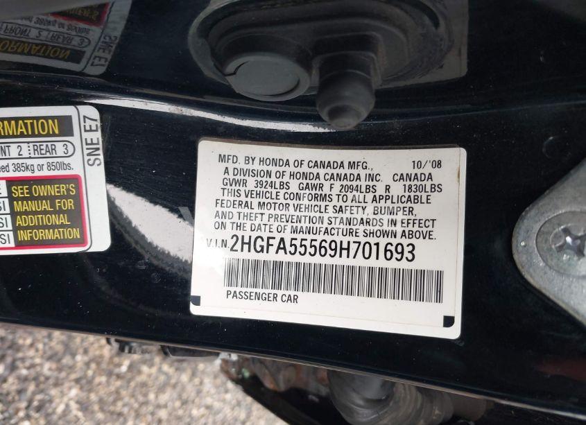 Photo 9 of 2009 Honda Civic SI (VIN 2HGFA55569H701693)