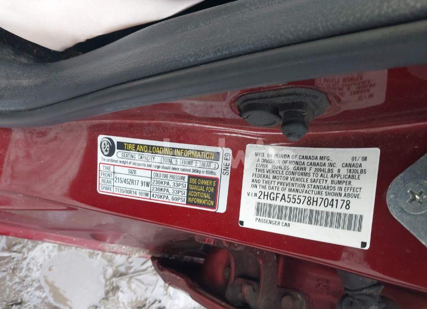 Photo 9 of 2008 Honda Civic SI/SI MUGEN (VIN 2HGFA55578H704178)