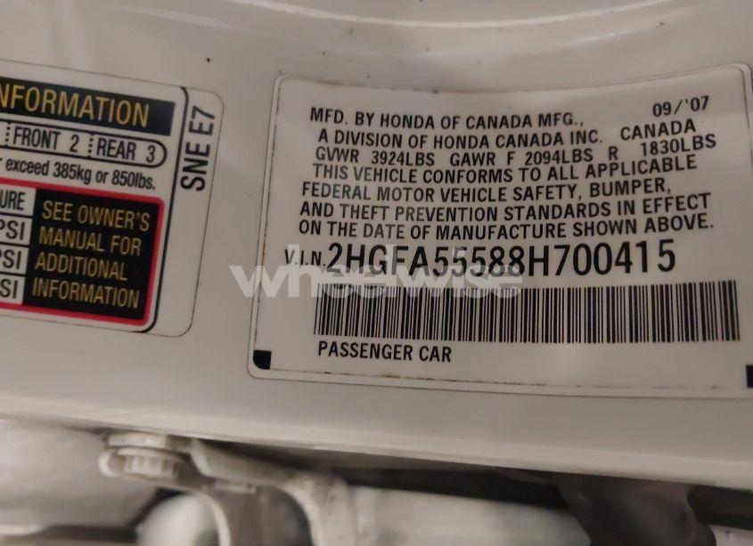 Photo 9 of 2008 Honda Civic SI/SI MUGEN (VIN 2HGFA55588H700415)
