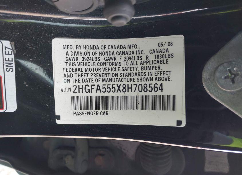 Photo 9 of 2008 Honda Civic SI/SI MUGEN (VIN 2HGFA555X8H708564)