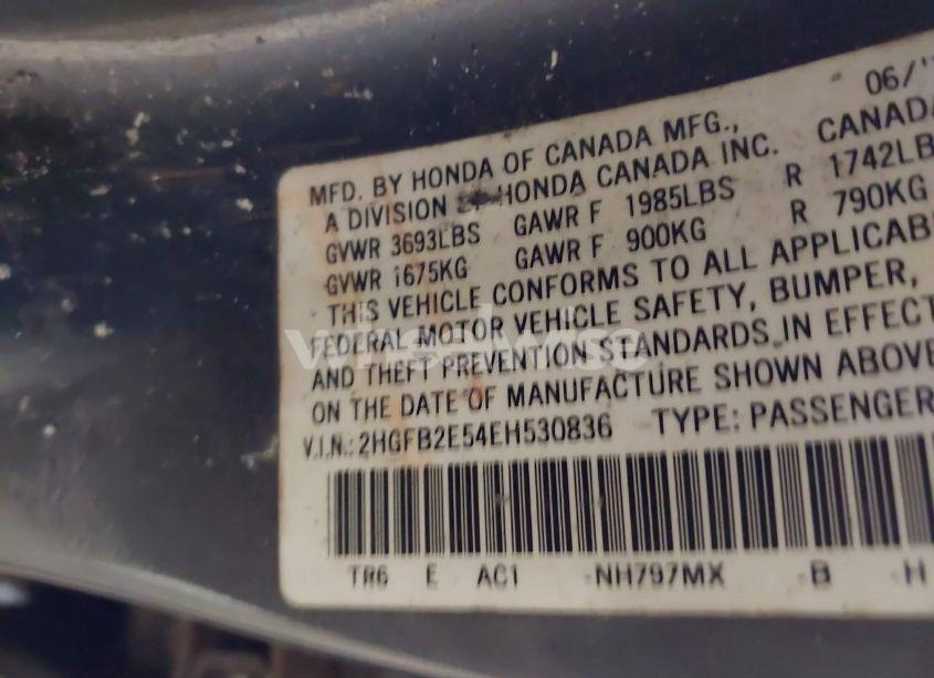 Photo 9 of 2014 Honda Civic LX (VIN 2HGFB2E54EH530836)