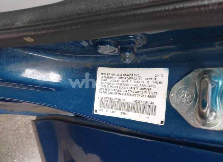 Photo 9 of 2012 Honda Civic LX (VIN 2HGFB2F50CH551341)