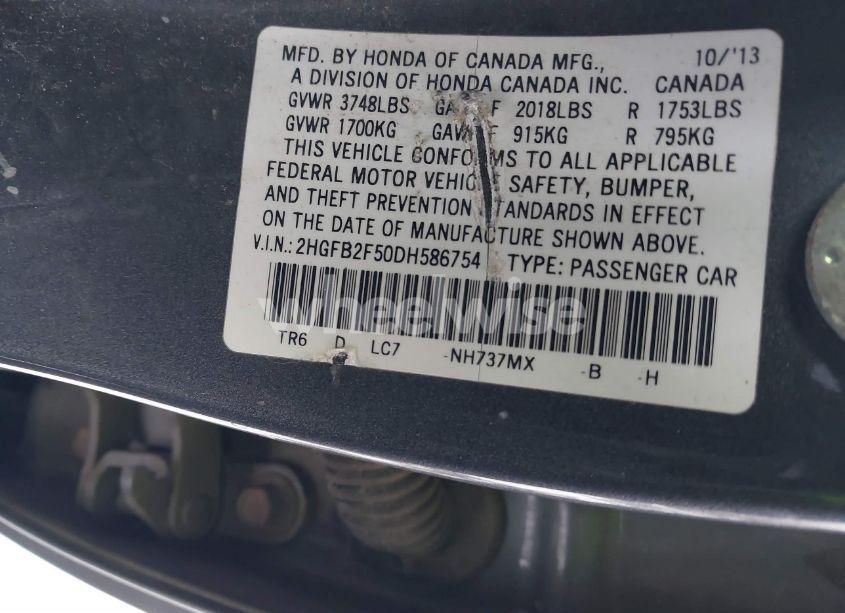 Photo 9 of 2013 Honda Civic LX (VIN 2HGFB2F50DH586754)