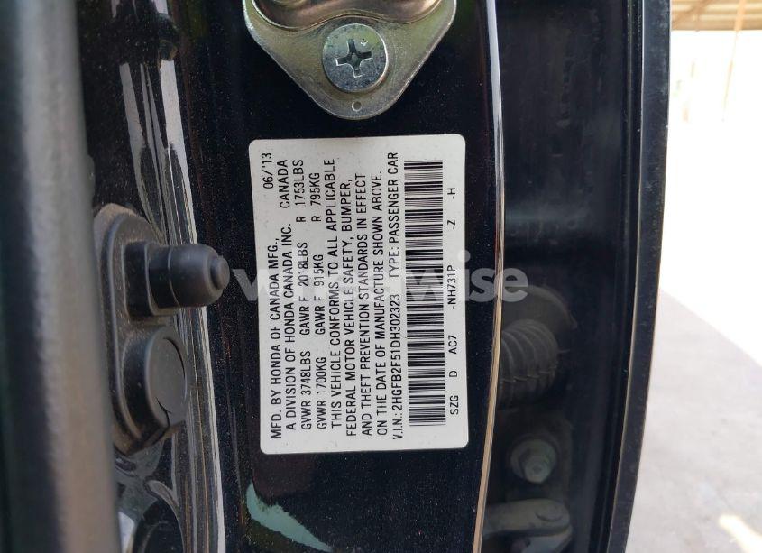 Photo 9 of 2013 Honda Civic LX (VIN 2HGFB2F51DH302323)